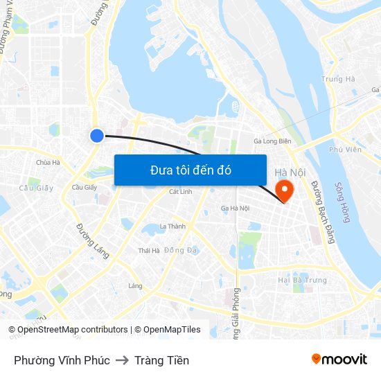 Phường Vĩnh Phúc to Tràng Tiền map