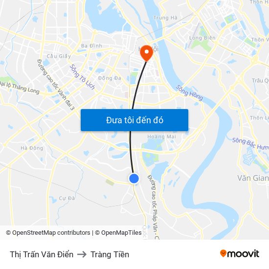 Thị Trấn Văn Điển to Tràng Tiền map