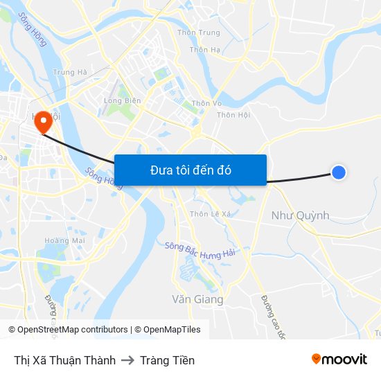 Thị Xã Thuận Thành to Tràng Tiền map