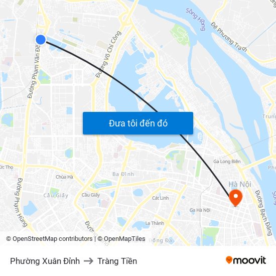 Phường Xuân Đỉnh to Tràng Tiền map