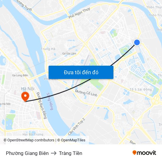 Phường Giang Biên to Tràng Tiền map