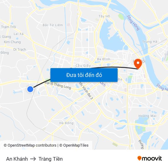 An Khánh to Tràng Tiền map