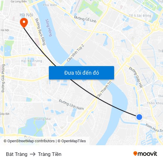 Bát Tràng to Tràng Tiền map