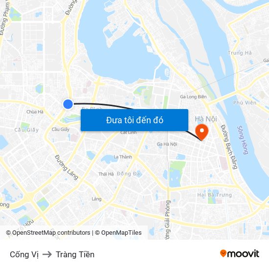 Cống Vị to Tràng Tiền map