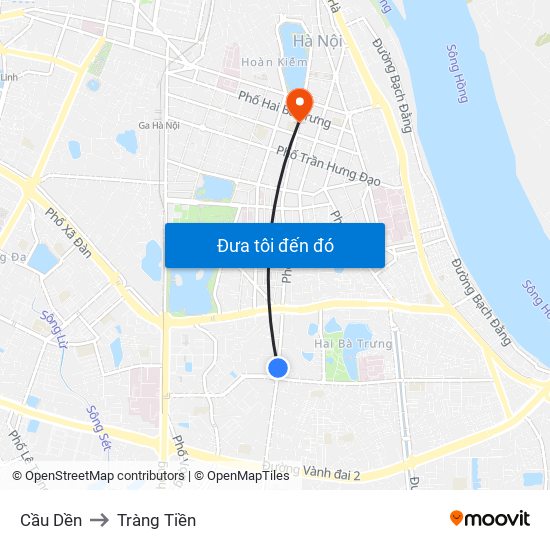 Cầu Dền to Tràng Tiền map