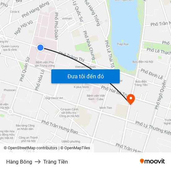 Hàng Bông to Tràng Tiền map