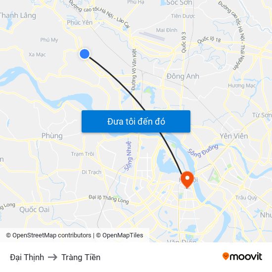 Đại Thịnh to Tràng Tiền map