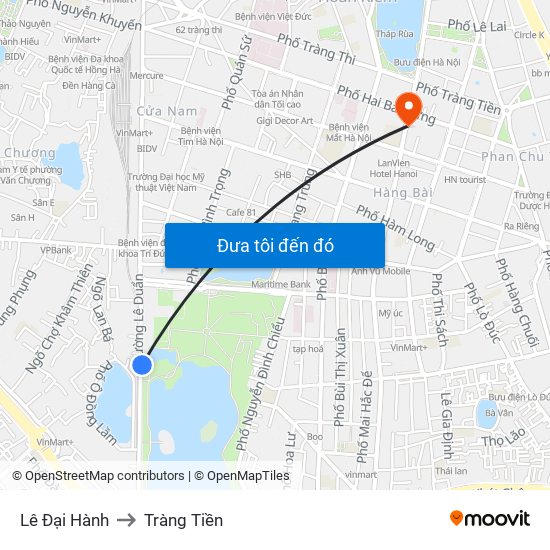 Lê Đại Hành to Tràng Tiền map