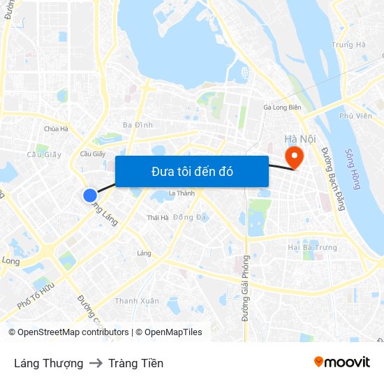 Láng Thượng to Tràng Tiền map