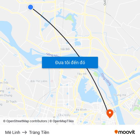 Mê Linh to Tràng Tiền map