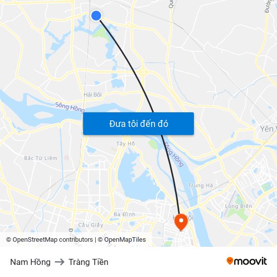 Nam Hồng to Tràng Tiền map