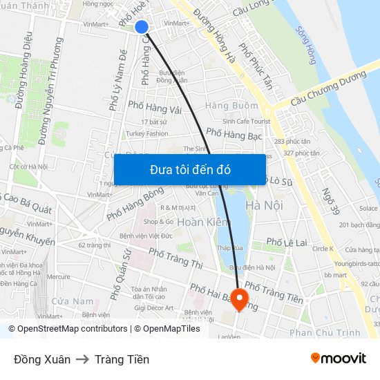 Đồng Xuân to Tràng Tiền map