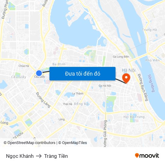 Ngọc Khánh to Tràng Tiền map