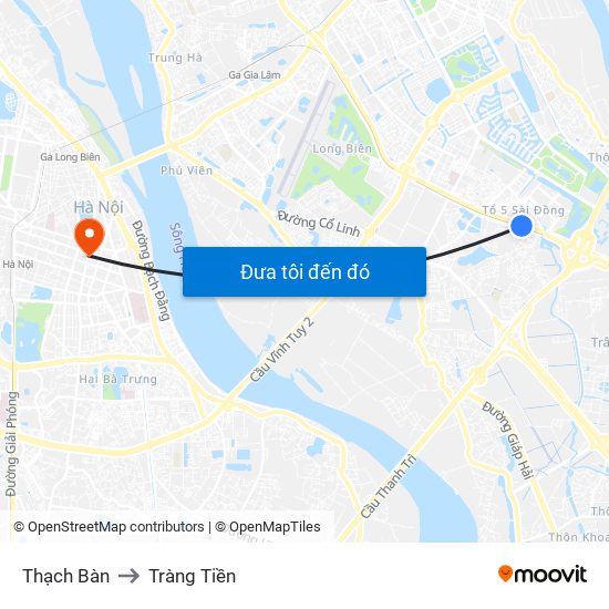 Thạch Bàn to Tràng Tiền map