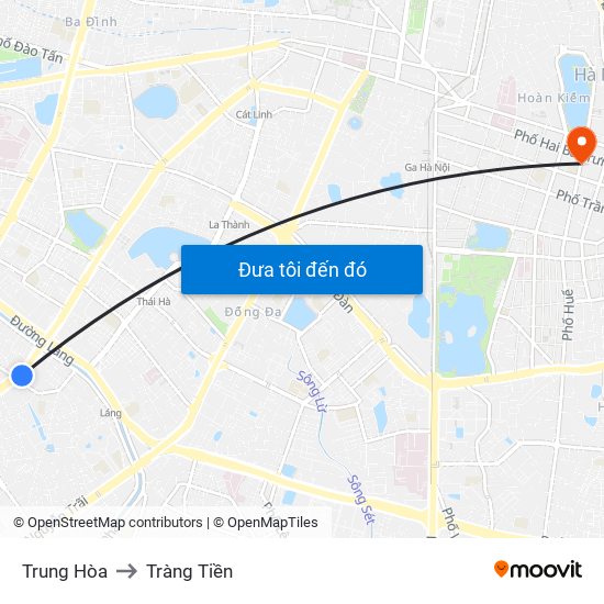 Trung Hòa to Tràng Tiền map
