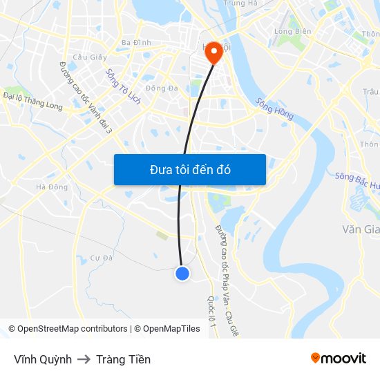 Vĩnh Quỳnh to Tràng Tiền map