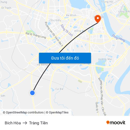 Bích Hòa to Tràng Tiền map