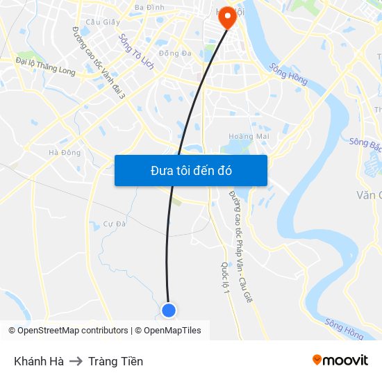 Khánh Hà to Tràng Tiền map
