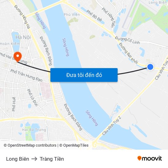 Long Biên to Tràng Tiền map