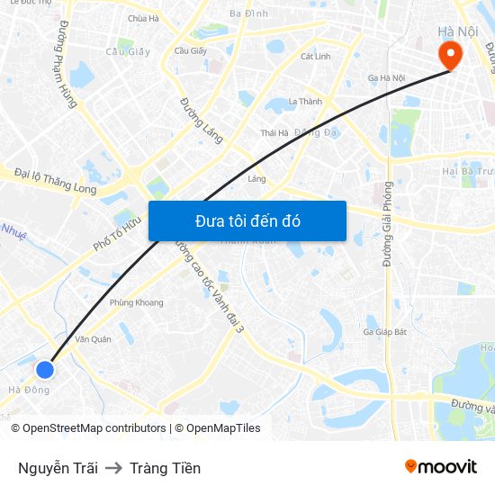 Nguyễn Trãi to Tràng Tiền map