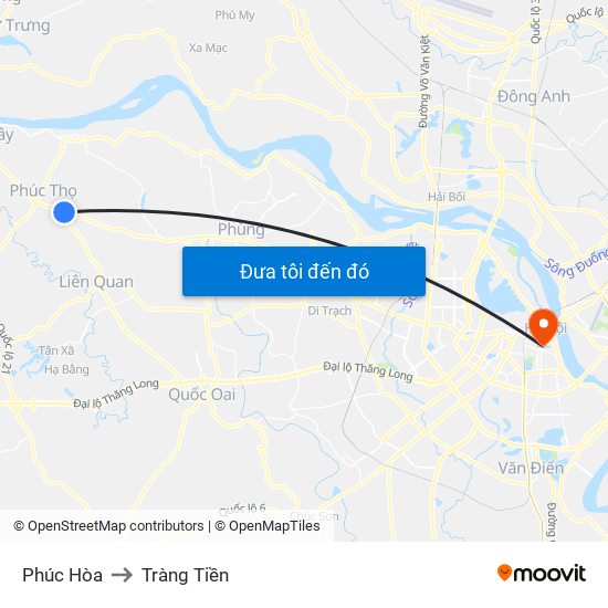 Phúc Hòa to Tràng Tiền map