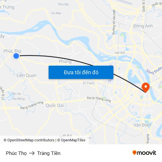 Phúc Thọ to Tràng Tiền map