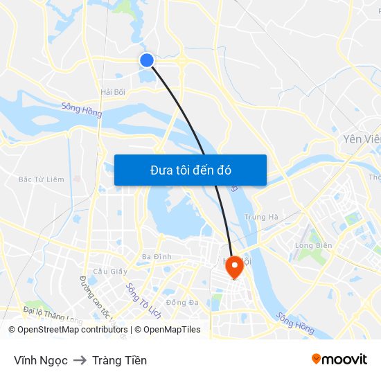 Vĩnh Ngọc to Tràng Tiền map