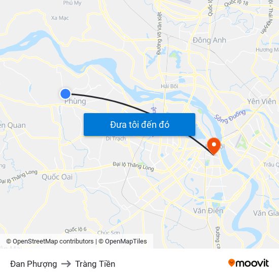 Đan Phượng to Tràng Tiền map