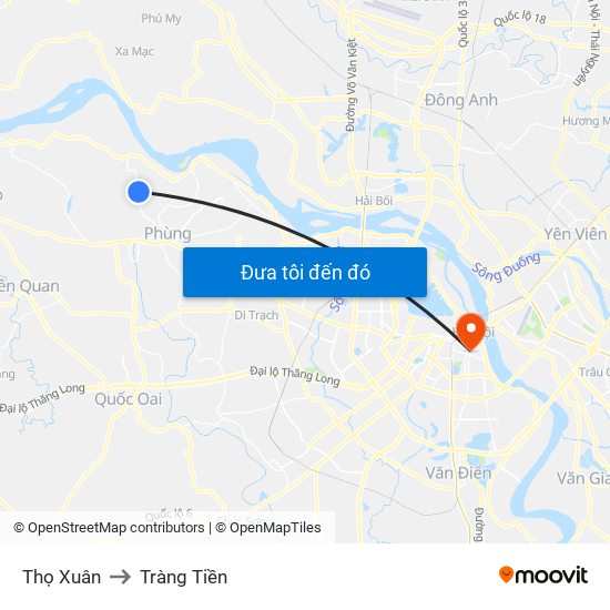 Thọ Xuân to Tràng Tiền map