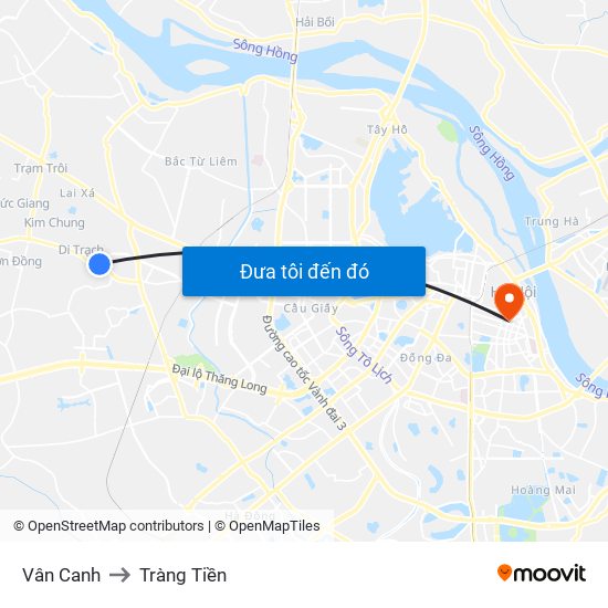 Vân Canh to Tràng Tiền map