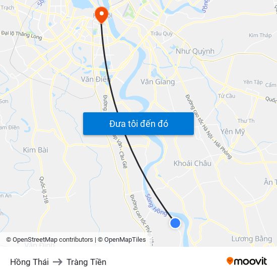 Hồng Thái to Tràng Tiền map