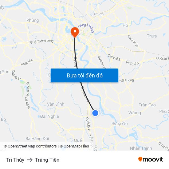 Tri Thủy to Tràng Tiền map