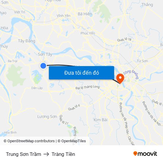 Trung Sơn Trầm to Tràng Tiền map