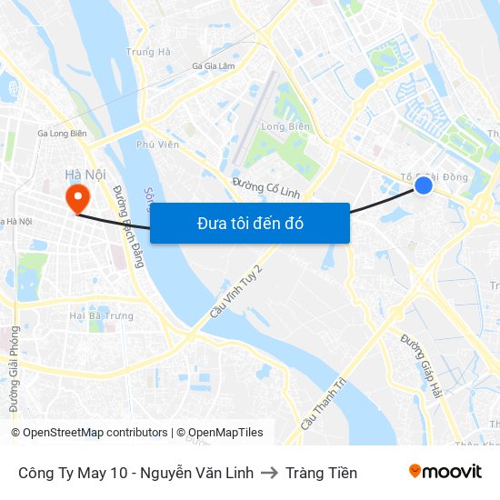 Công Ty May 10 - Nguyễn Văn Linh to Tràng Tiền map