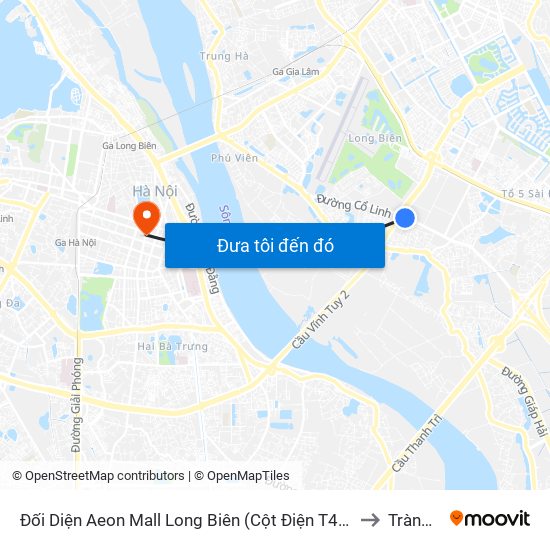 Đối Diện Aeon Mall Long Biên (Cột Điện T4a/2a-B Đường Cổ Linh) to Tràng Tiền map