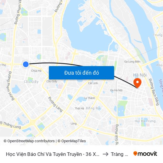 Học Viện Báo Chí Và Tuyên Truyền - 36 Xuân Thủy to Tràng Tiền map