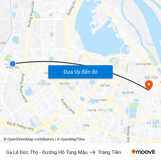 Ga Lê Đức Thọ - Đường Hồ Tùng Mậu to Tràng Tiền map