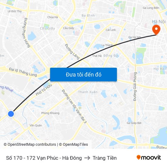 Số 170 - 172 Vạn Phúc - Hà Đông to Tràng Tiền map