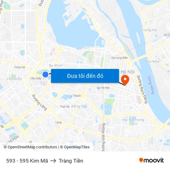 593 - 595 Kim Mã to Tràng Tiền map