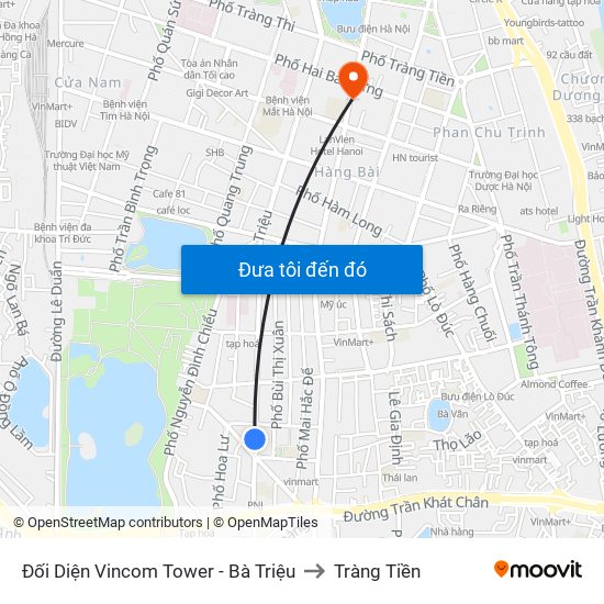 Đối Diện Vincom Tower - Bà Triệu to Tràng Tiền map