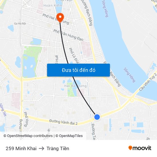 259 Minh Khai to Tràng Tiền map
