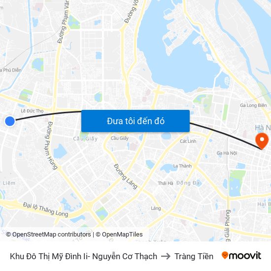 Khu Đô Thị Mỹ Đình Ii- Nguyễn Cơ Thạch to Tràng Tiền map