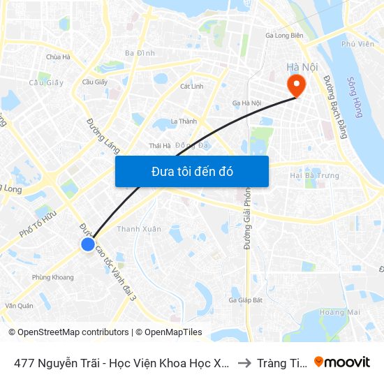 477 Nguyễn Trãi - Học Viện Khoa Học Xã Hội to Tràng Tiền map