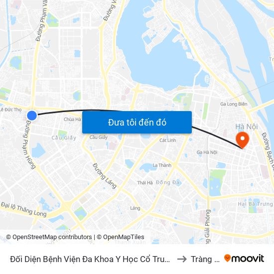 Nhà Máy Nước Mai Dịch - Phạm Hùng to Tràng Tiền map