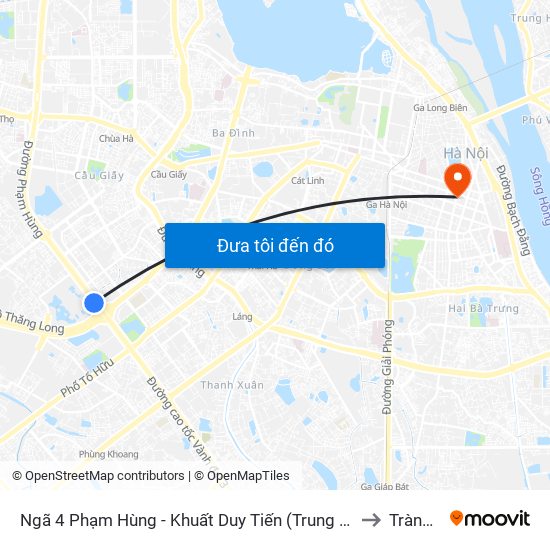 Ngã 4 Phạm Hùng - Khuất Duy Tiến (Trung Tâm Hội Nghị Quốc Gia) to Tràng Tiền map