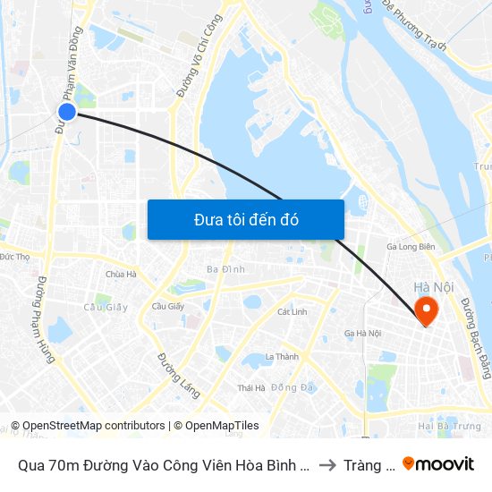 Qua 70m Đường Vào Công Viên Hòa Bình - Phạm Văn Đồng to Tràng Tiền map