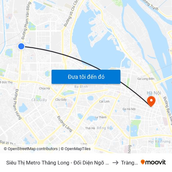 Siêu Thị Metro Thăng Long - Đối Diện Ngõ 599 Phạm Văn Đồng to Tràng Tiền map
