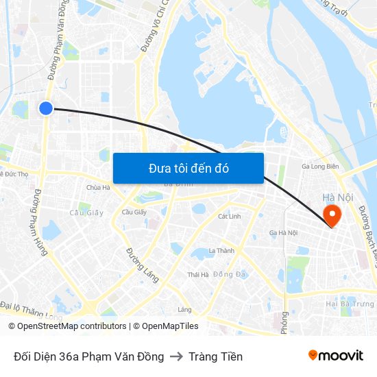 Đối Diện 36a Phạm Văn Đồng to Tràng Tiền map