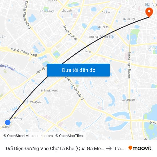 Đối Diện Đường Vào Chợ La Khê (Qua Ga Metro La Khê) - 405 Quang Trung (Hà Đông) to Tràng Tiền map