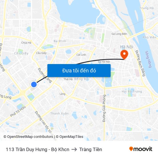 113 Trần Duy Hưng - Bộ Khcn to Tràng Tiền map